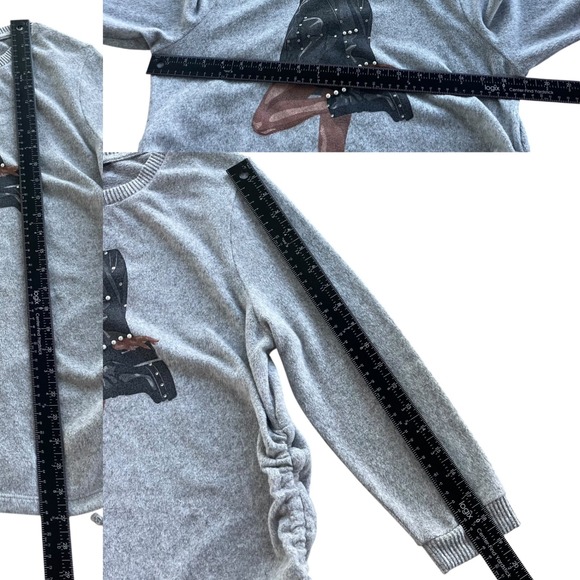 Love and Lace Gray Sweater with Fashion Graphic - Picture 5 of 16